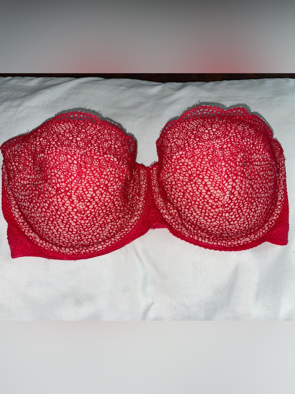 Victoria's Secret very sexy 34DD balconet strapless red mesh
